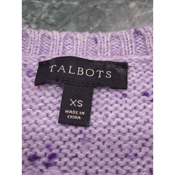 Talbots Sweater Womens Purple Nordic Cable Knit Speckled Crew Neck Sweater XS - Picture 6 of 12